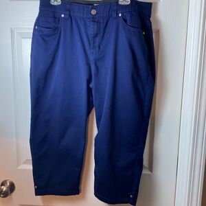 Catherines Sateen Stretch Capri Navy Blue Pants Plus Size  18W Secret Slimmer